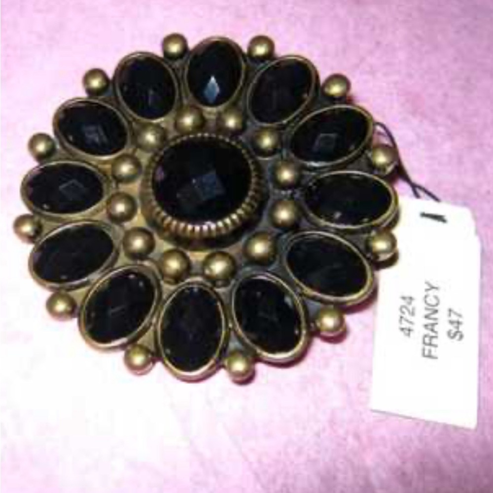 Signed Premier Black & Gold Statement Brooch/Necklace w Pin/Magnetic Closure - Picture 9 of 9